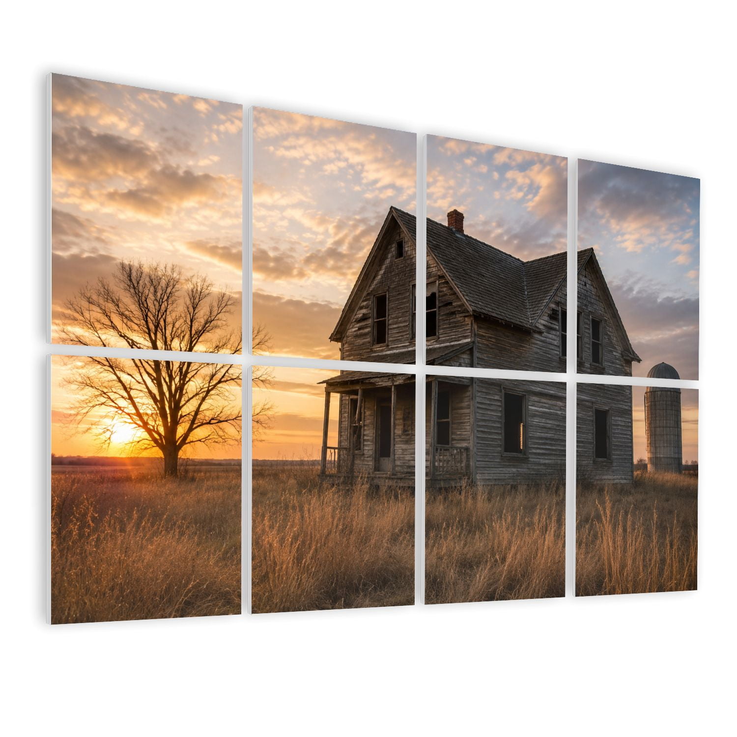 8 Pack Art Acoustic Panels Sound Absorbing Old Idaho Farm House Decorative Soundproof Wall Panels Self Adhesive for Nursery Game Room Bedroom 48"x32"