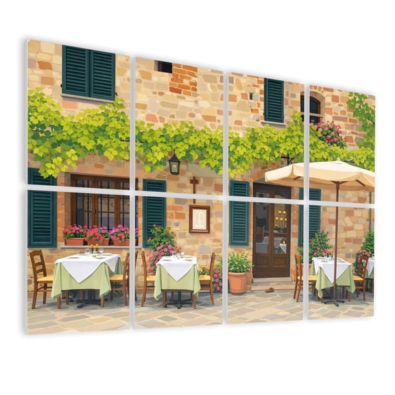 8 Pack Art Acoustic Panels Sound Absorbing Outdoor trattoria village Tuscany Italy Decorative Soundproof Wall Panels Self Adhesive for Nursery Game Room Bedroom 48"x32"