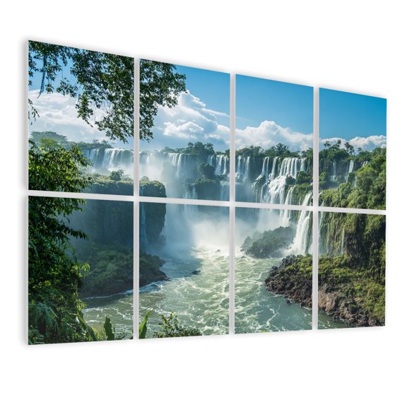 8 Pack Art Acoustic Panels Sound Absorbing Part Iguazu Falls seen from Argentinian National Park Decorative Soundproof Wall Panels Self Adhesive for Nursery Game Room Bedroom 48"x32"