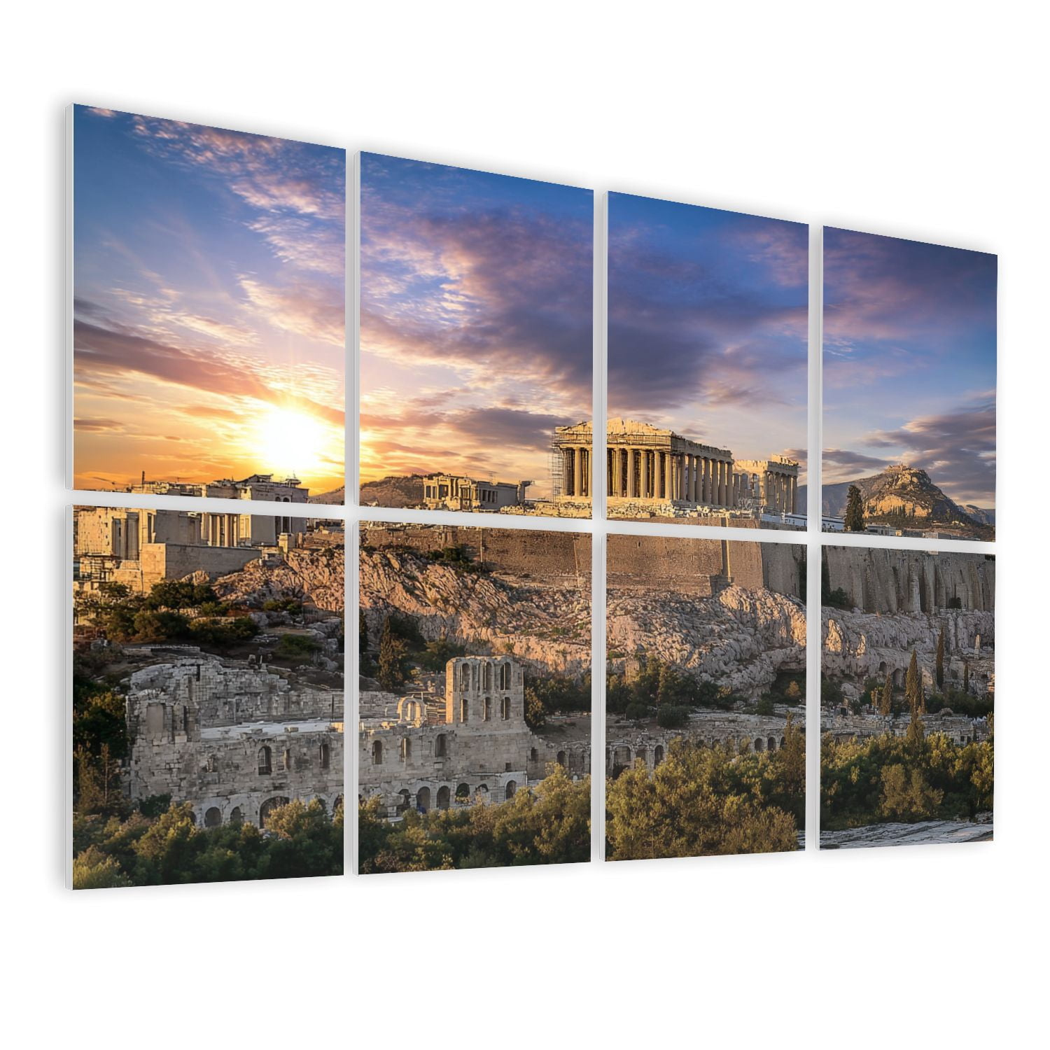 8 Pack Art Acoustic Panels Sound Absorbing Parthenon Athens Greece Decorative Soundproof Wall Panels Self Adhesive for Nursery Game Room Bedroom 48"x32"