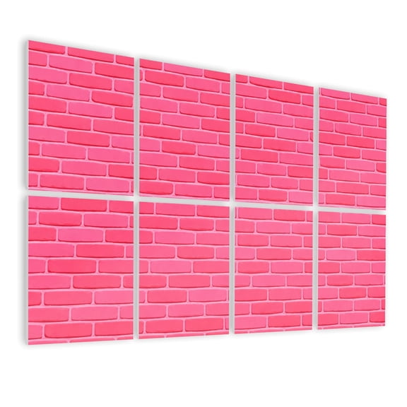 8 Pack Art Acoustic Panels Sound Absorbing Pink Brick Wall Decorative Soundproof Wall Panels Self Adhesive for Nursery Game Room Bedroom 48"x32"