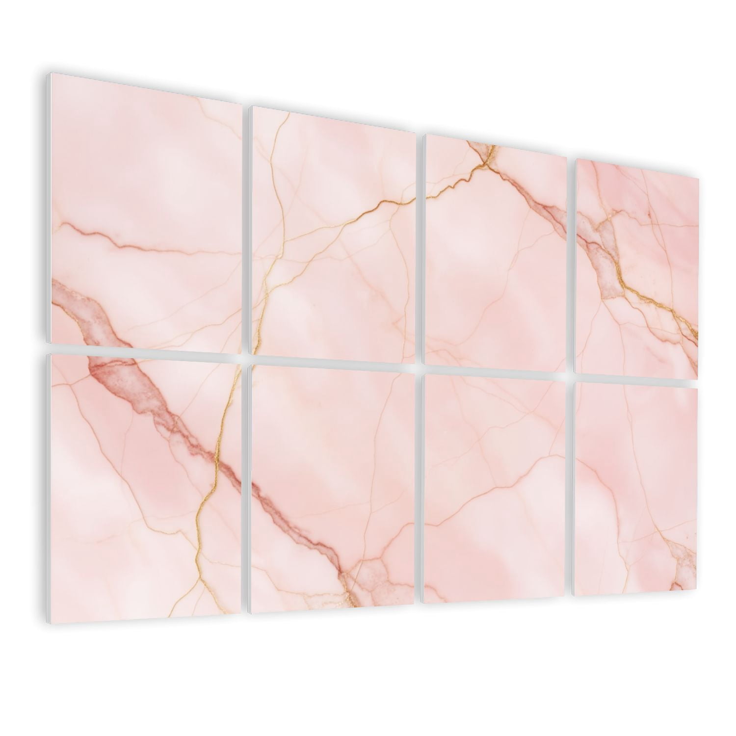 8 Pack Art Acoustic Panels Sound Absorbing Pink Marble Soft Veins Elegant Abstract Decorative Soundproof Wall Panels Self Adhesive for Nursery Game Room Bedroom 48"x32"