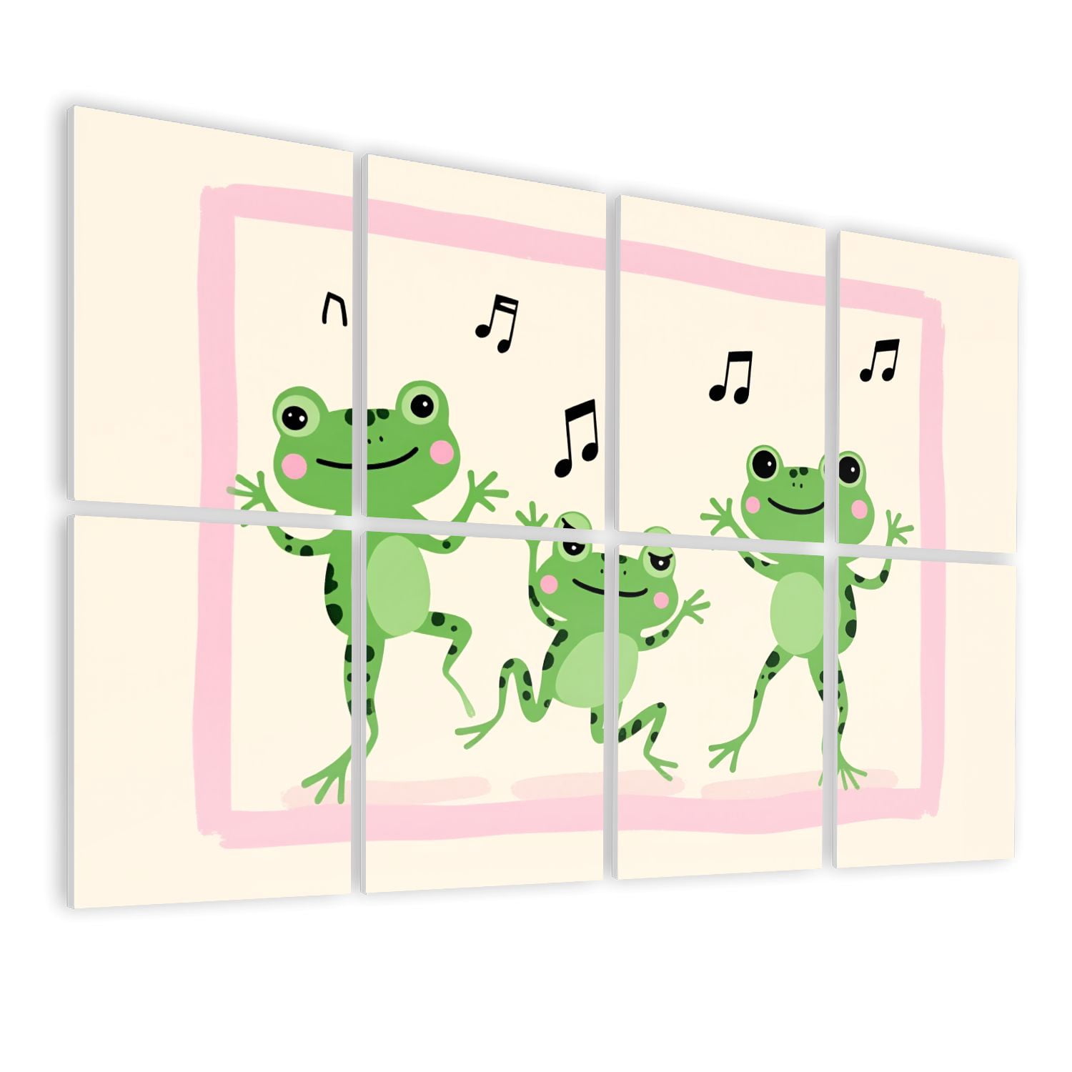 8 Pack Art Acoustic Panels Sound Absorbing Playful Frogs Dancing Musical Decorative Soundproof Wall Panels Self Adhesive for Nursery Game Room Bedroom 48"x32"