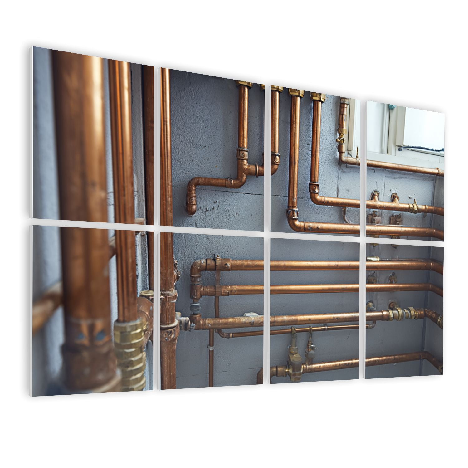 8 Pack Art Acoustic Panels Sound Absorbing Plumbing service copper pipeline heating boiler room Decorative Soundproof Wall Panels Self Adhesive for Nursery Game Room Bedroom 48"x32"