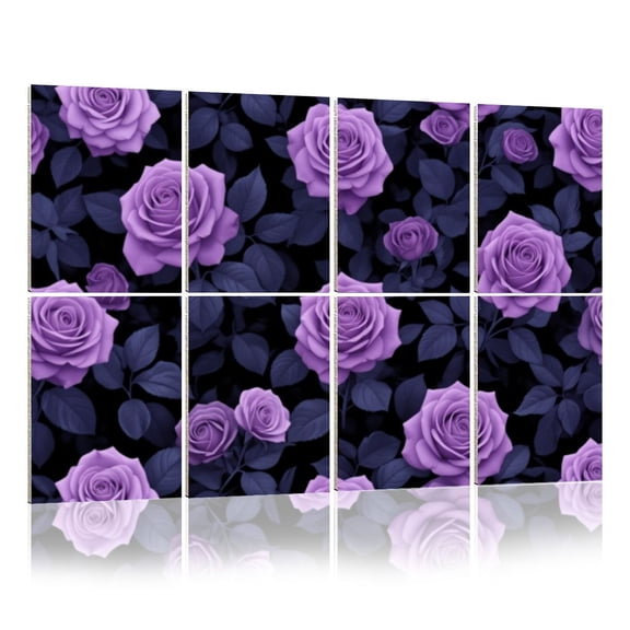 8 Pack Art Acoustic Panels Sound Absorbing Purple Vintage Purple Rose Floral Dark Romance Flower Self Decorative Soundproof Wall Panels Self Adhesive for Nursery Game Room Bedroom 48"x32"