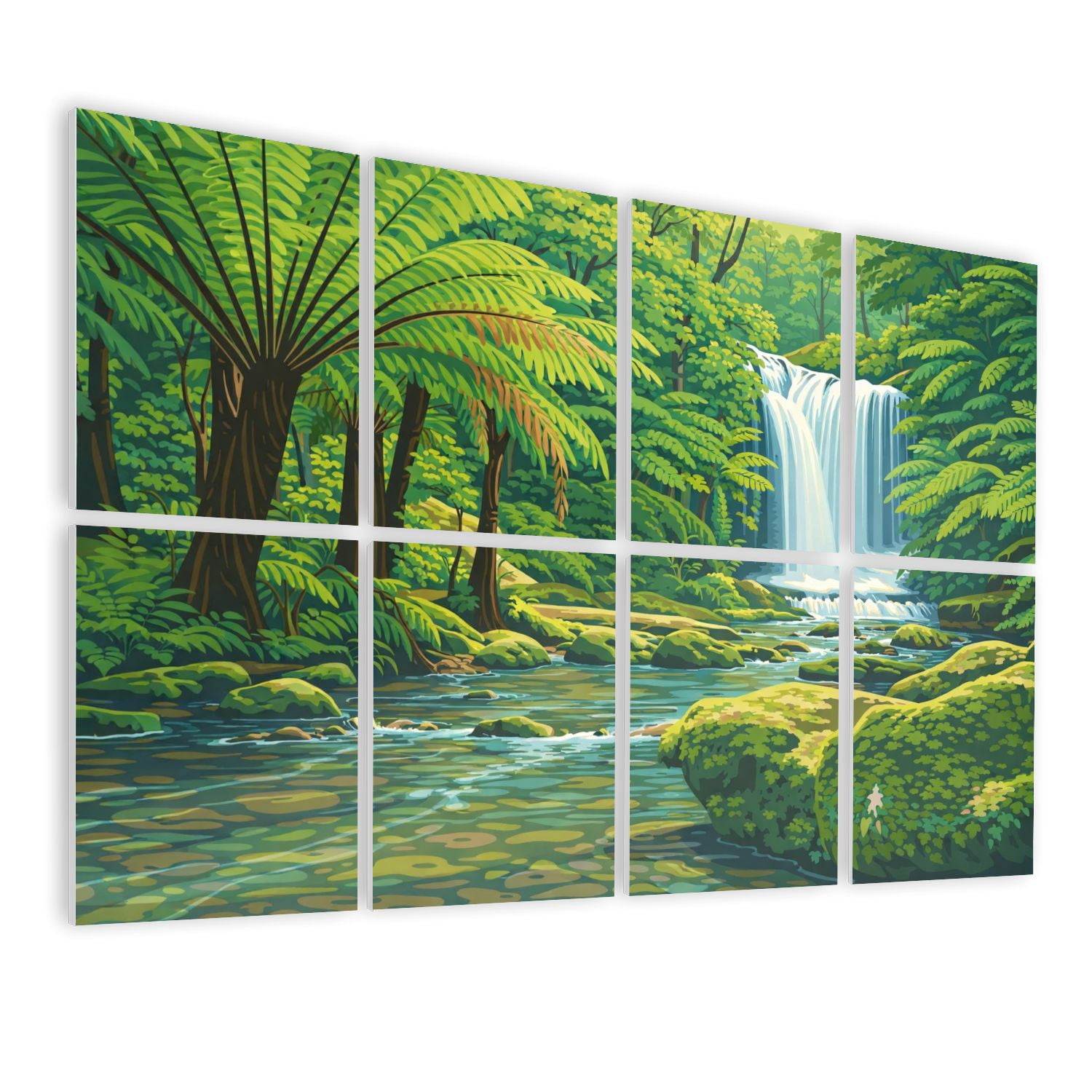 8 Pack Art Acoustic Panels Sound Absorbing Rainforest waterfalls Hopetoun Falls Great Otway Victoria Decorative Soundproof Wall Panels Self Adhesive for Nursery Game Room Bedroom 48"x32"