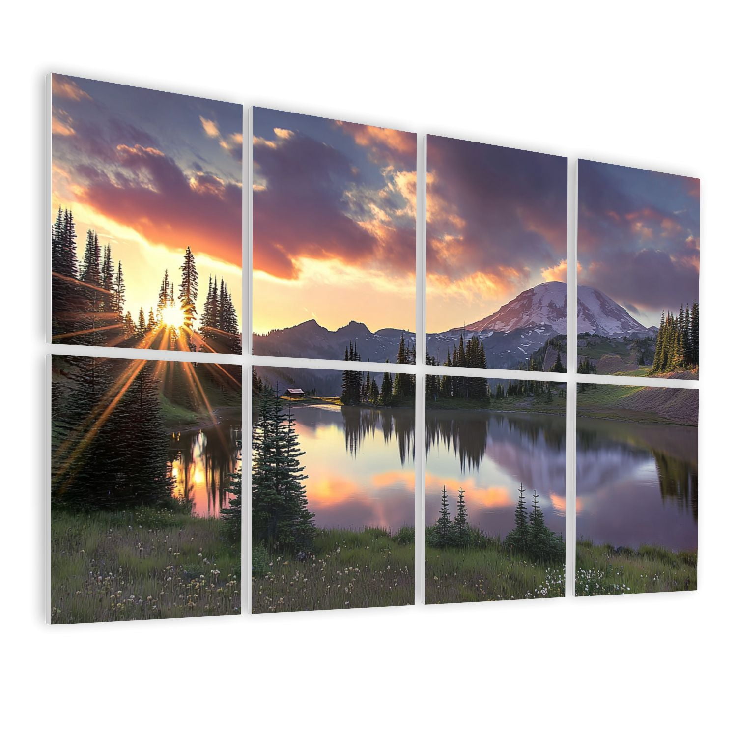 8 Pack Art Acoustic Panels Sound Absorbing Rainier sunset Decorative Soundproof Wall Panels Self Adhesive for Nursery Game Room Bedroom 48"x32"