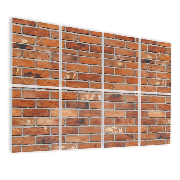 8 Pack Art Acoustic Panels Sound Absorbing Red Brick Wall Seamless Rustic Industrial Texture Decorative Soundproof Wall Panels Self Adhesive for Nursery Game Room Bedroom 48"x32"