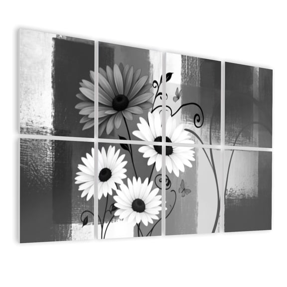 8 Pack Art Acoustic Panels Sound Absorbing Red Daisy Geometric Plant Flower Butterfly Rustic Floral White Pink Decorative Soundproof Wall Panels Self Adhesive for Nursery Game Room Bedroom 48"x32"