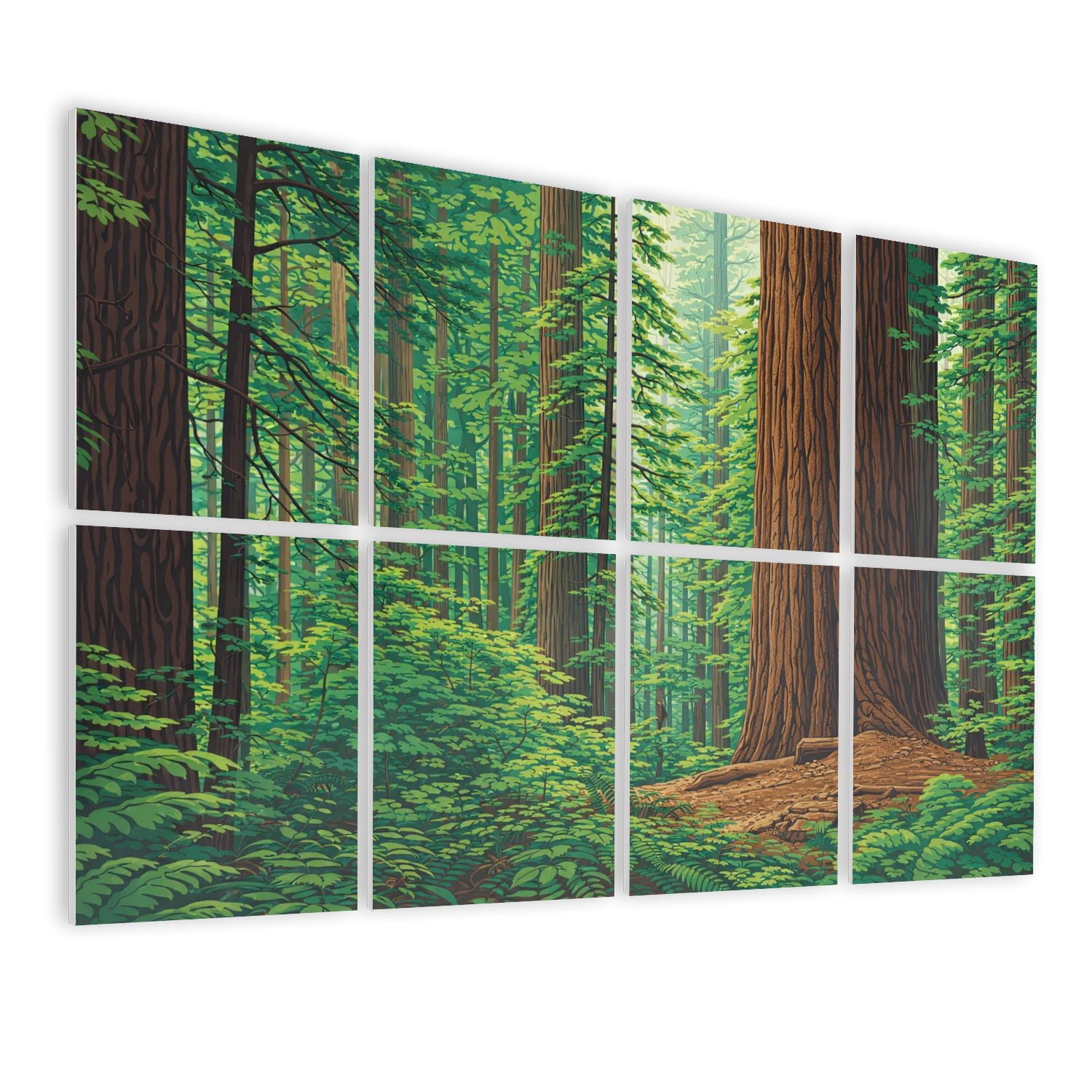 8 Pack Art Acoustic Panels Sound Absorbing Redwood forest Decorative Soundproof Wall Panels Self Adhesive for Nursery Game Room Bedroom 48"x32"