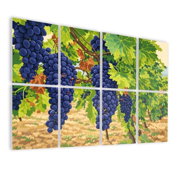 8 Pack Art Acoustic Panels Sound Absorbing Ripe red wine grapes vineyard winery rural landscape Decorative Soundproof Wall Panels Self Adhesive for Nursery Game Room Bedroom 48"x32"