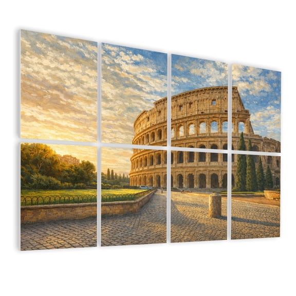 8 Pack Art Acoustic Panels Sound Absorbing Rome morning sun Italy Decorative Soundproof Wall Panels Self Adhesive for Nursery Game Room Office Bedroom Italy Lover 48"x32"