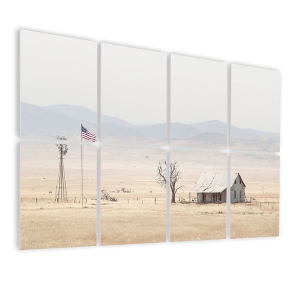8 Pack Art Acoustic Panels Sound Absorbing Rustic Barn Vast Field Windmill Fading Sunset Light Decorative Soundproof Wall Panels Self Adhesive for Bedroom Home Office 48"x32"