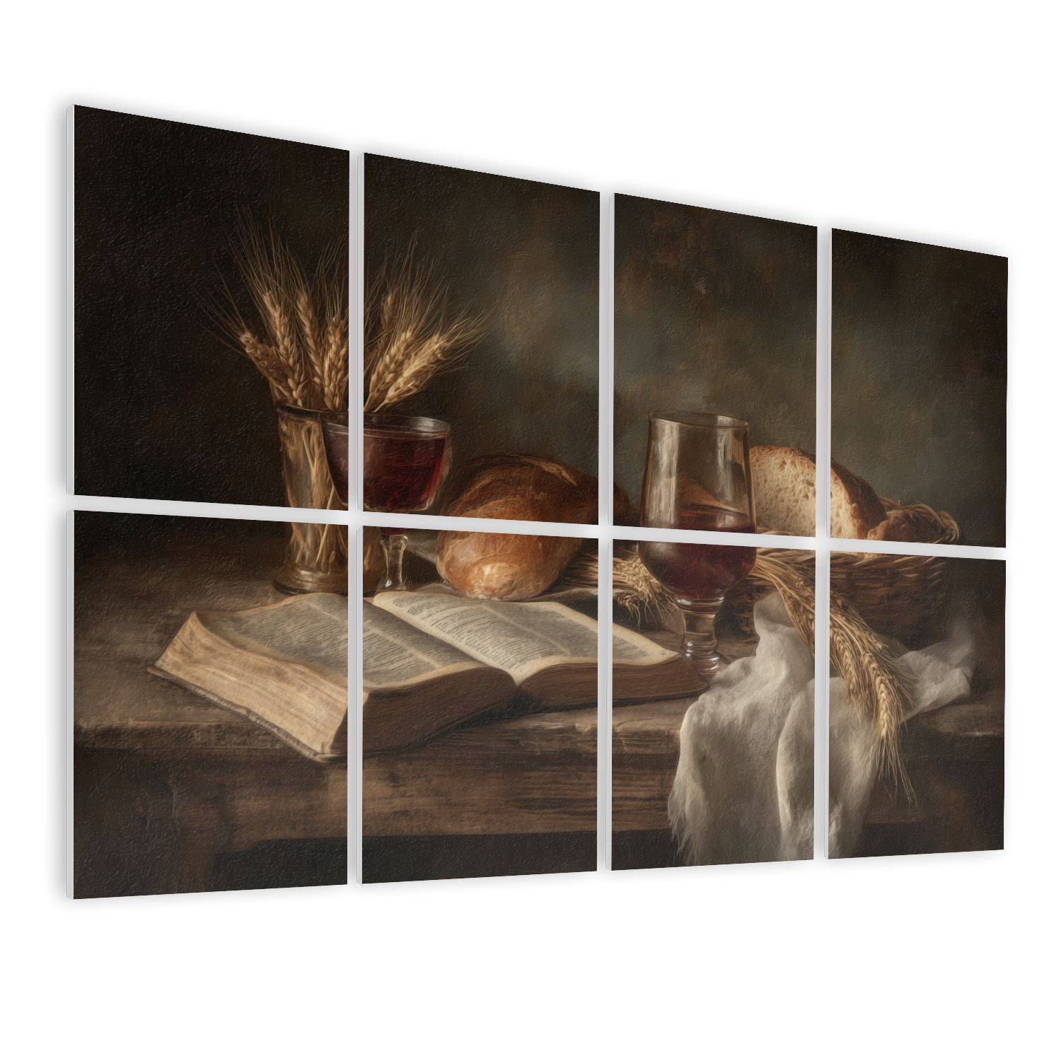 8 Pack Art Acoustic Panels Sound Absorbing Rustic Christian Farmhouse Brown Food Holy Red Wine Glass Vintage Open Decorative Soundproof Wall Panels Self Adhesive for Nursery Game Room Bedroom 48"x32"