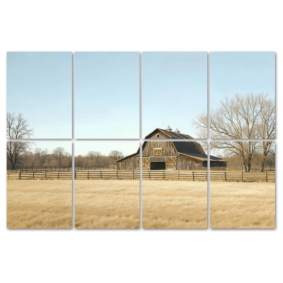 8 Pack Art Acoustic Panels Sound Absorbing Rustic Farmhouse Vintage Barn Country Field Landscape Rustic Barn Open Decorative Soundproof Wall Panels Self Adhesive for Recording Studios Office 48"x32"
