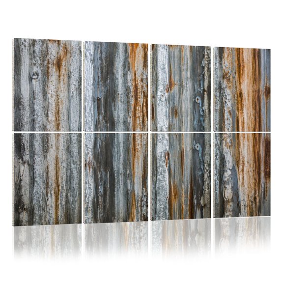 8 Pack Art Acoustic Panels Sound Absorbing Rustic Metal Vertical Steampunk Rustic Factory Rusty Decorative Soundproof Wall Panels Self Adhesive for Nursery Game Room Bedroom 48"x32"