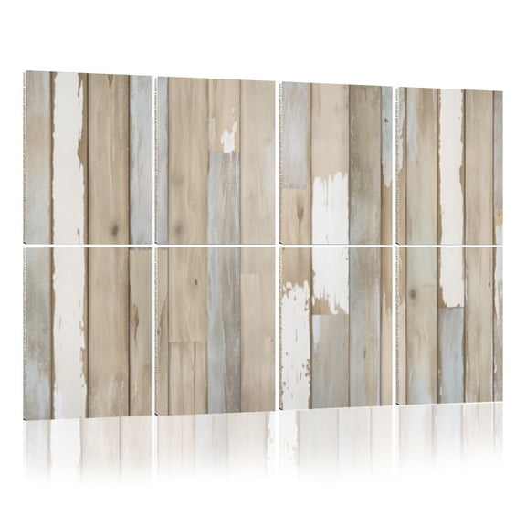 8 Pack Art Acoustic Panels Sound Absorbing Rustic Wood Plank Weathered Brown Gray White Tones Decorative Soundproof Wall Panels Self Adhesive for Nursery Game Room Bedroom 48"x32"