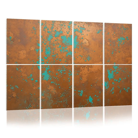 8 Pack Art Acoustic Panels Sound Absorbing Rusty Metal Shabby Style Arts Rust Copper Patina Earthy Decorative Soundproof Wall Panels Self Adhesive for Nursery Game Room Bedroom 48"x32"