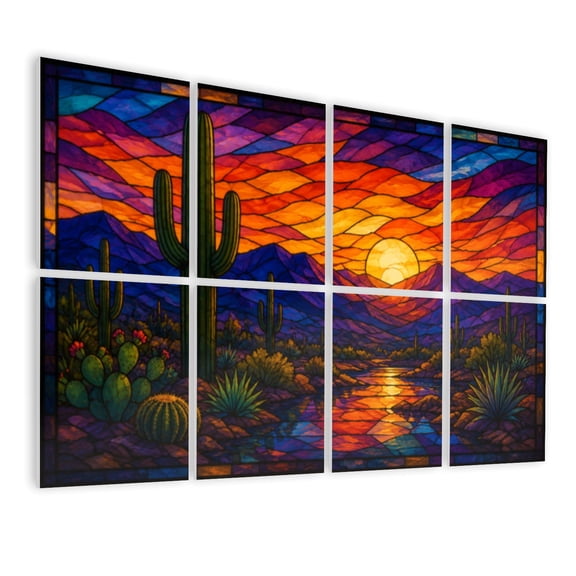8 Pack Art Acoustic Panels Sound Absorbing Saguaro Sunset Arizona Cactus Teal Orange Decor Saguaro Decorative Soundproof Wall Panels Self Adhesive for Nursery Game Room Bedroom 48"x32"