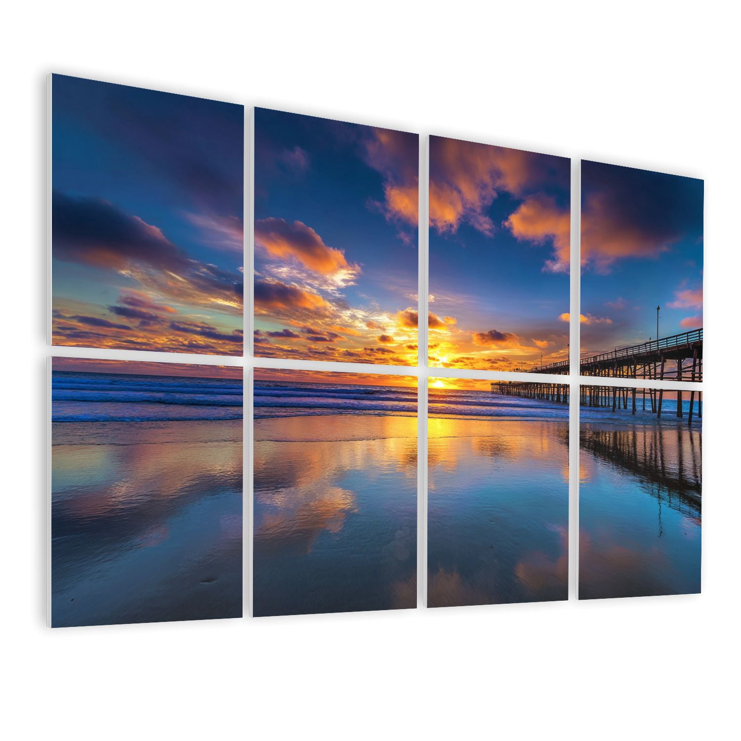 8 Pack Art Acoustic Panels Sound Absorbing San Clemente Pier Summer Sunset Decorative Soundproof Wall Panels Self Adhesive for Nursery Game Room Bedroom 48"x32"