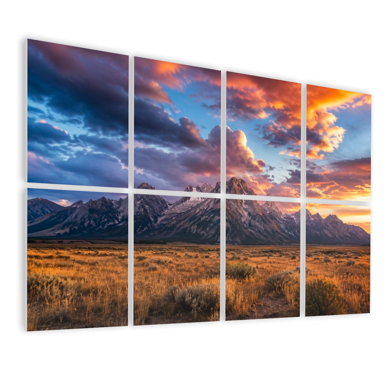 8 Pack Art Acoustic Panels Sound Absorbing Sandia Mountains Sunset Decorative Soundproof Wall Panels Self Adhesive for Nursery Game Room Bedroom 48"x32"