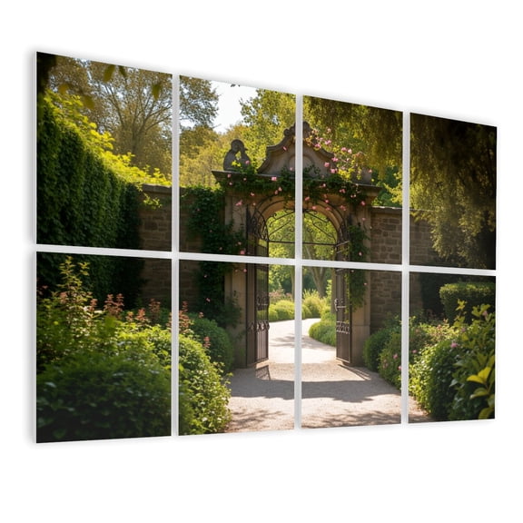 8 Pack Art Acoustic Panels Sound Absorbing Scenic Garden Pathway Elegant Arch Greenery Decorative Soundproof Wall Panels Self Adhesive for Nursery Game Room Bedroom 48"x32"