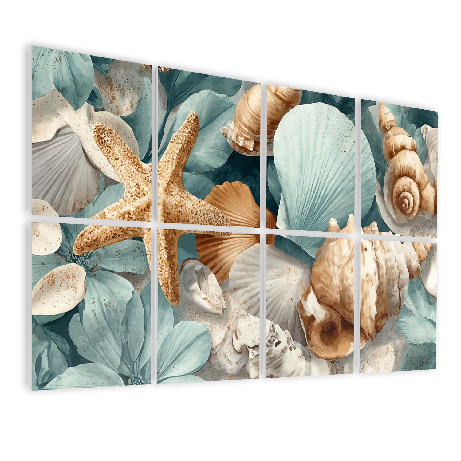 8 Pack Art Acoustic Panels Sound Absorbing Sea Star Teal Ocean Sea ...