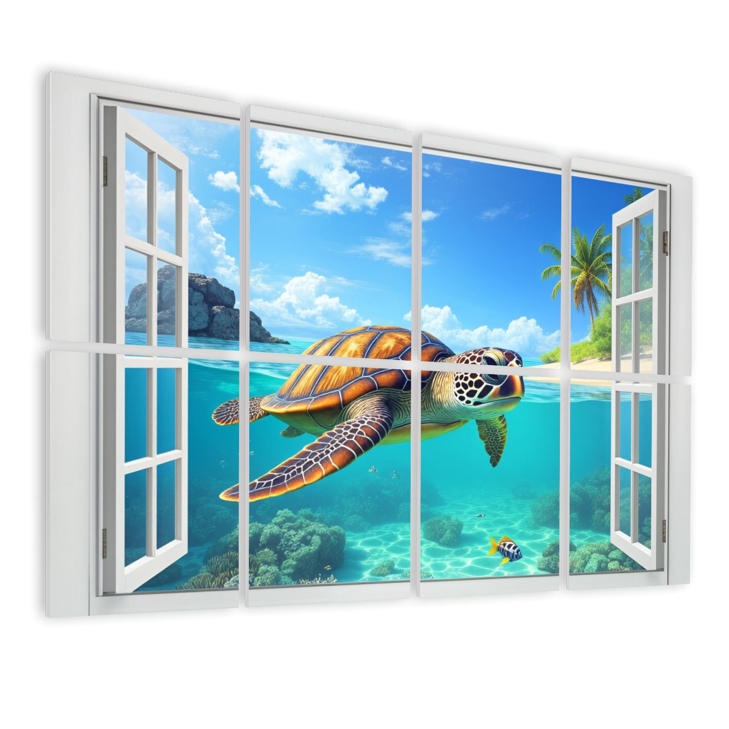 8 Pack Art Acoustic Panels Sound Absorbing Sea Turtle Sea World Window ...