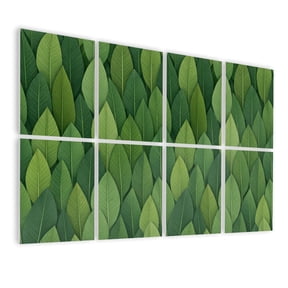 8 Pack Art Acoustic Panels Sound Absorbing Seamless Tropical Green Leaf Decorative Soundproof Wall Panels Self Adhesive for Nursery Game Room Bedroom 48"x32"