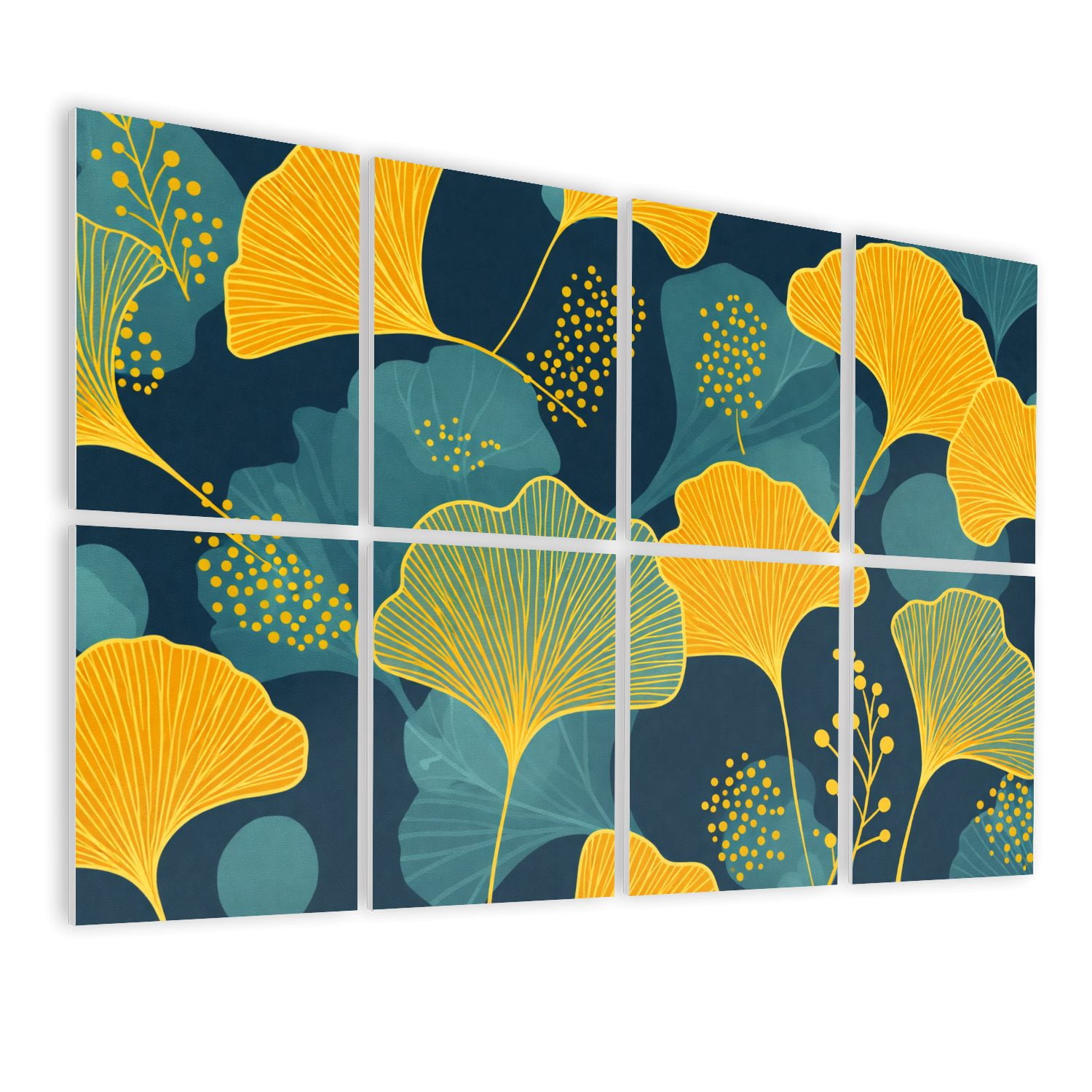8 Pack Art Acoustic Panels Sound Absorbing Seamless golden gingko leaf