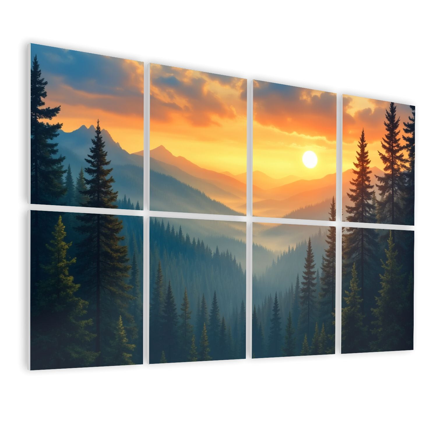 8 Pack Art Acoustic Panels Sound Absorbing Serene Mountain Sunset Pine ...