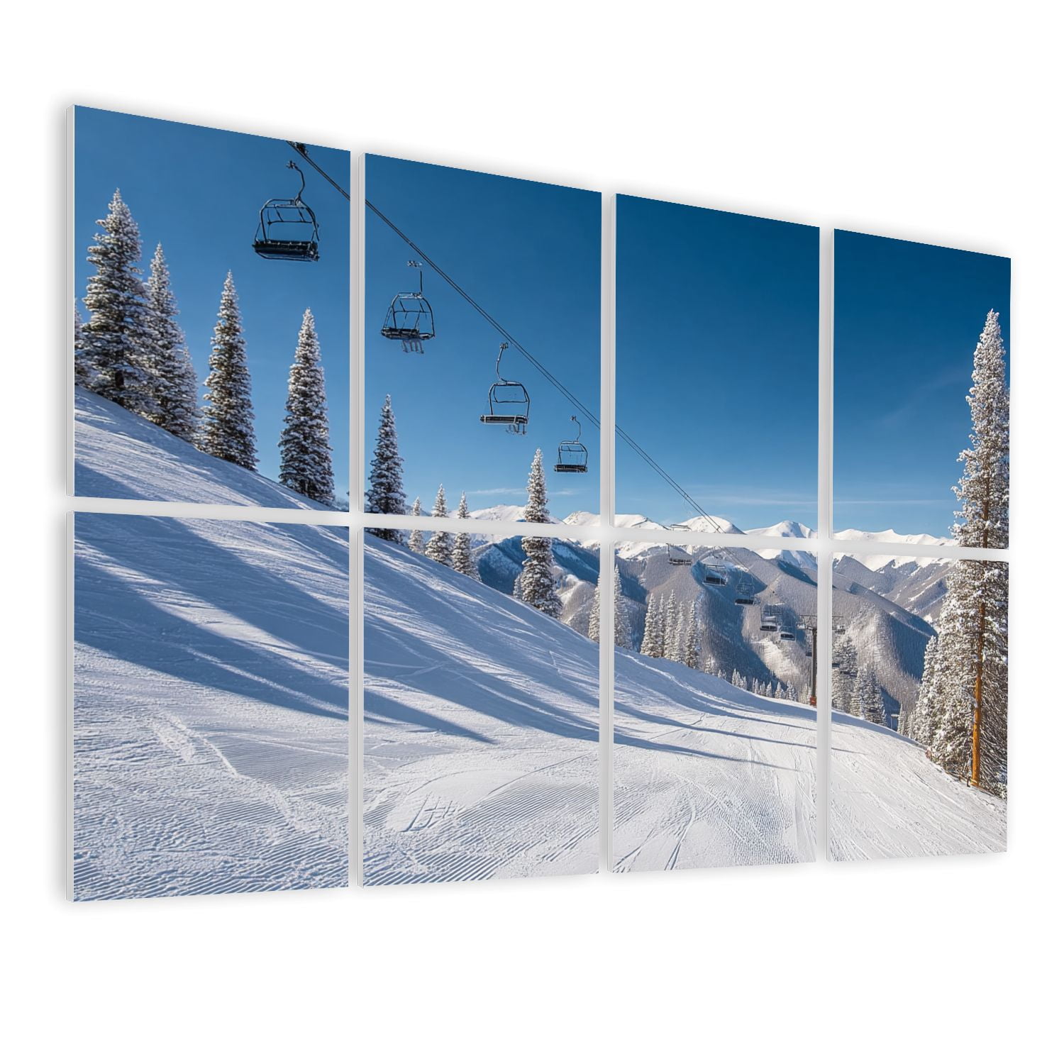 8 Pack Art Acoustic Panels Sound Absorbing Ski Lifts Back Bowls Decorative Soundproof Wall Panels Self Adhesive for Nursery Game Room Bedroom 48"x32"