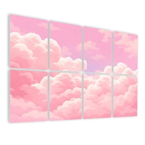 8 Pack Art Acoustic Panels Sound Absorbing Sky cloud pink love sweet love color tone for wedding Decorative Soundproof Wall Panels Self Adhesive for Nursery Game Room Bedroom 48"x32"