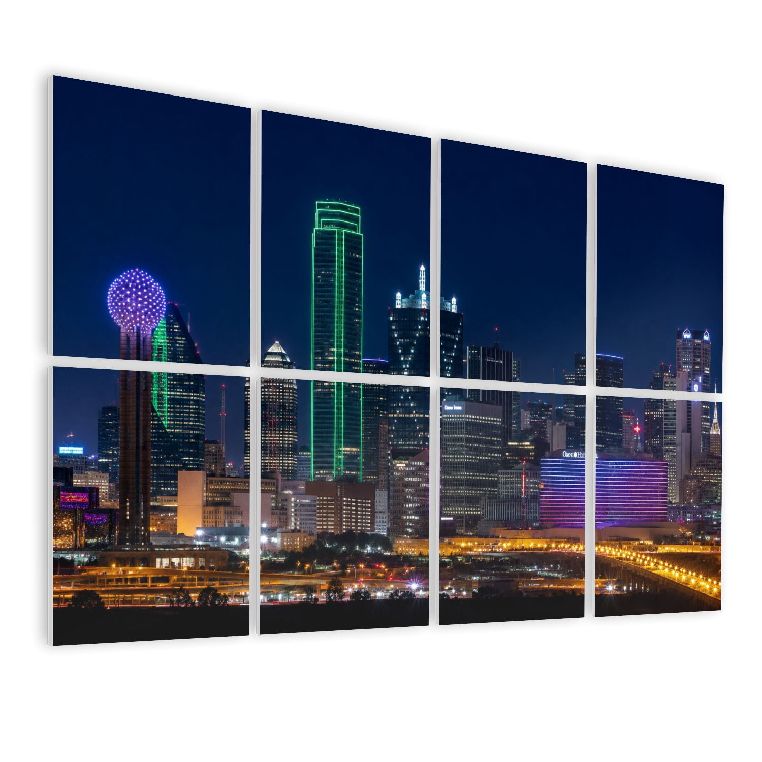 8 Pack Art Acoustic Panels Sound Absorbing Skyline Dallas Texas Decorative Soundproof Wall Panels Self Adhesive for Nursery Game Room Bedroom 48"x32"