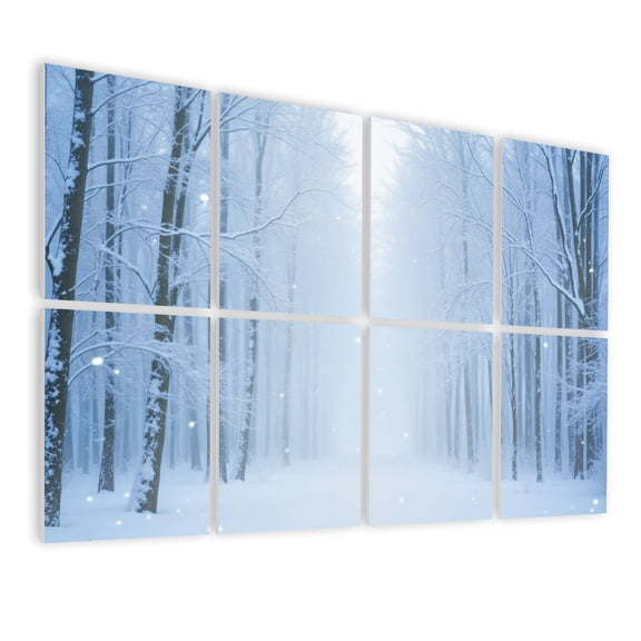 8 Pack Art Acoustic Panels Sound Absorbing Snowy Forest Path Frosted Trees Winter Landscape Decorative Soundproof Wall Panels Self Adhesive for Nursery Game Room Bedroom 48"x32"