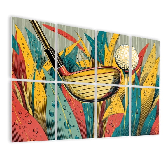 8 Pack Art Acoustic Panels Sound Absorbing Soccer Retro Abstract Graffiti Baseball Golf Colorful Sports Golf Club Decorative Soundproof Wall Panels Self Adhesive for Nursery Game Room Bedroom 48"x32"