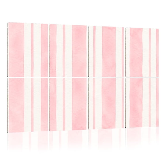 8 Pack Art Acoustic Panels Sound Absorbing Soft Pink Striped Light Decorative Soundproof Wall Panels Self Adhesive for Nursery Game Room Bedroom 48"x32"