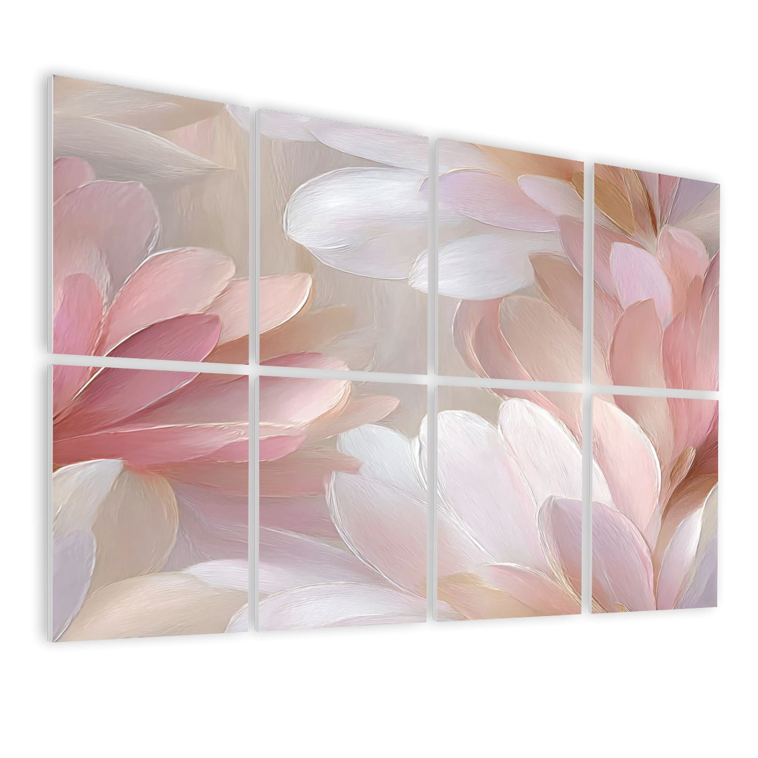 8 Pack Art Acoustic Panels Sound Absorbing Soft Pink White Floral Decorative Soundproof Wall Panels Self Adhesive for Nursery Game Room Bedroom 48"x32"