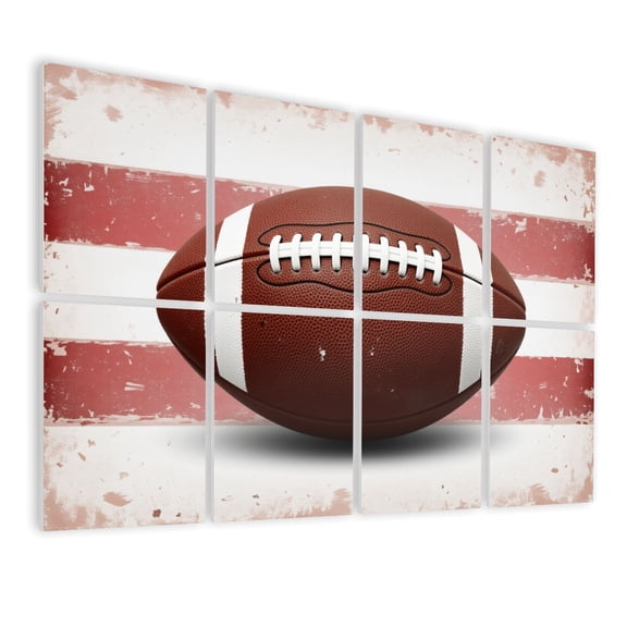 8 Pack Art Acoustic Panels Sound Absorbing Sports Fitness Motivational American Football White Laces Decorative Soundproof Wall Panels Self Adhesive for Nursery Game Room Bedroom 48"x32"