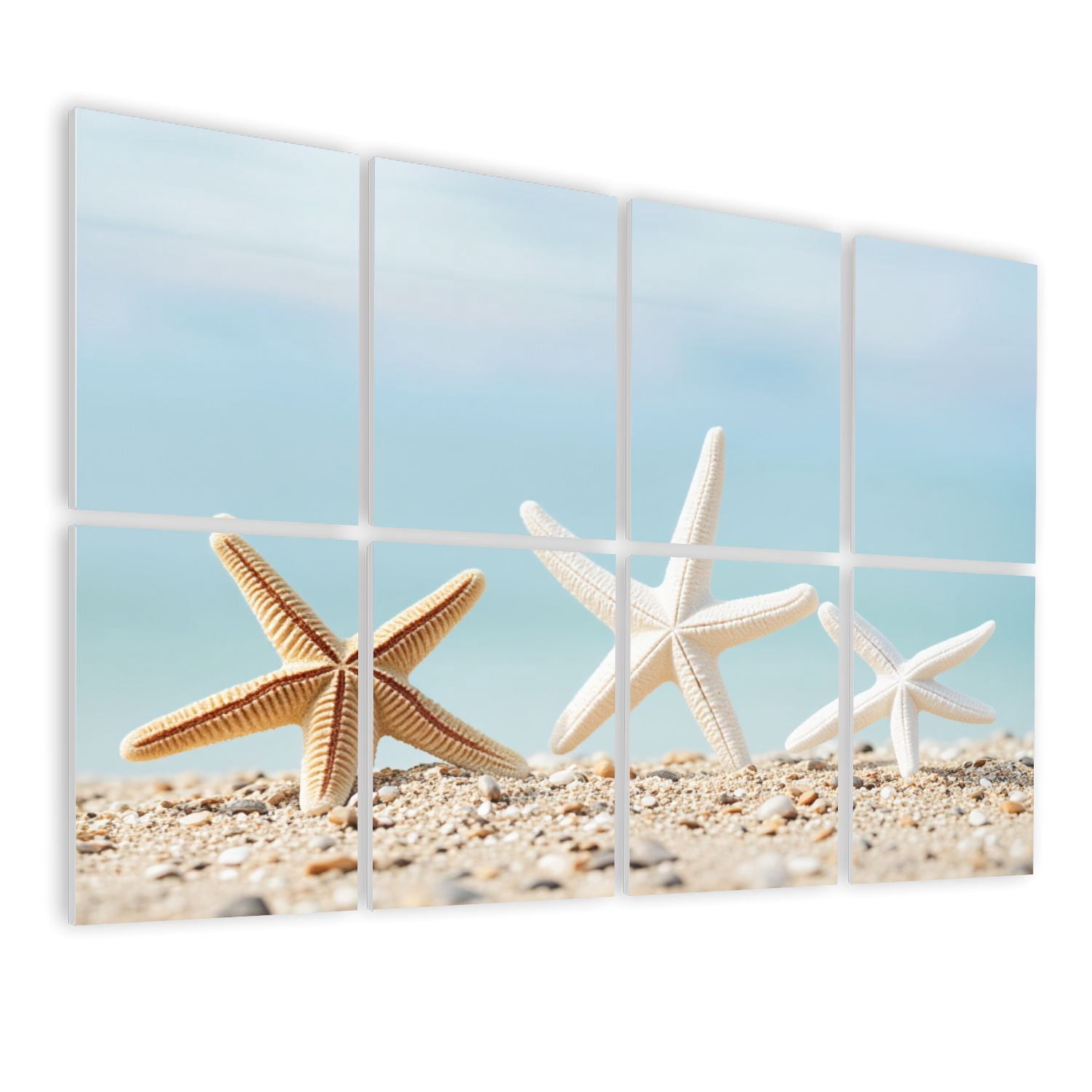 8 Pack Art Acoustic Panels Sound Absorbing Starfish Prints Wooden Ocean ...