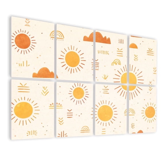 8 Pack Art Acoustic Panels Sound Absorbing Sun Abstract Clouds Boho sunshine Decorative Soundproof Wall Panels Self Adhesive for Nursery Game Room Bedroom 48"x32"
