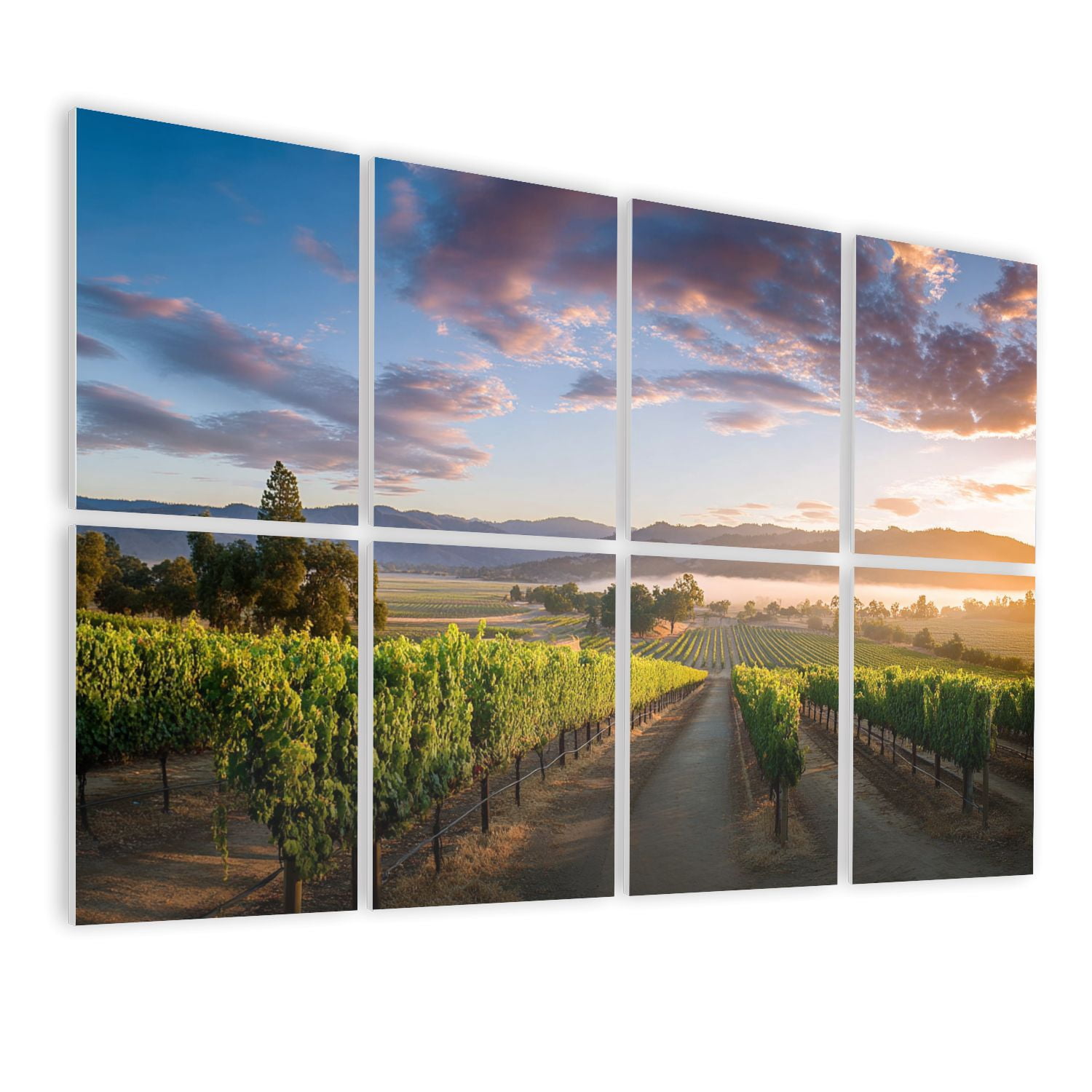 8 Pack Art Acoustic Panels Sound Absorbing Sunrise mist scenic California Decorative Soundproof Wall Panels Self Adhesive for Nursery Game Room Bedroom 48"x32"