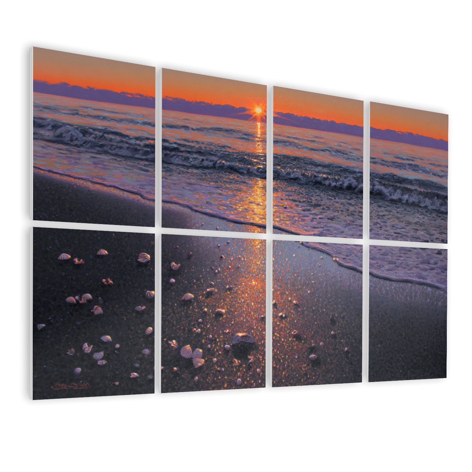 8 Pack Art Acoustic Panels Sound Absorbing Sunset Beach Oil Painting ...