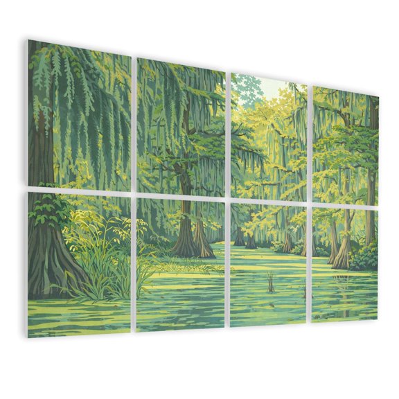 8 Pack Art Acoustic Panels Sound Absorbing Swamp Scenic Lake Decorative Soundproof Wall Panels Self Adhesive for Nursery Game Room Bedroom 48"x32"