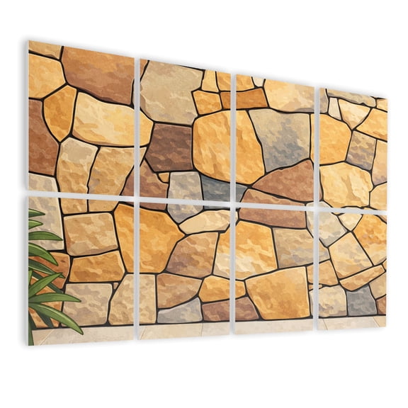 8 Pack Art Acoustic Panels Sound Absorbing Texture stone wall Cladding flagstone Detail outdoor Decorative Soundproof Wall Panels Self Adhesive for Nursery Game Room Bedroom 48"x32"