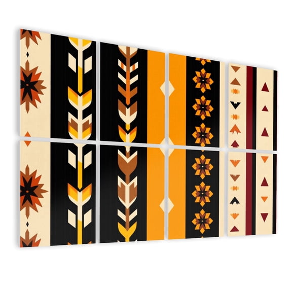 8 Pack Art Acoustic Panels Sound Absorbing Tribal Southwestern Ethnic Decorative Soundproof Wall Panels Self Adhesive for Nursery Game Room Bedroom 48"x32"
