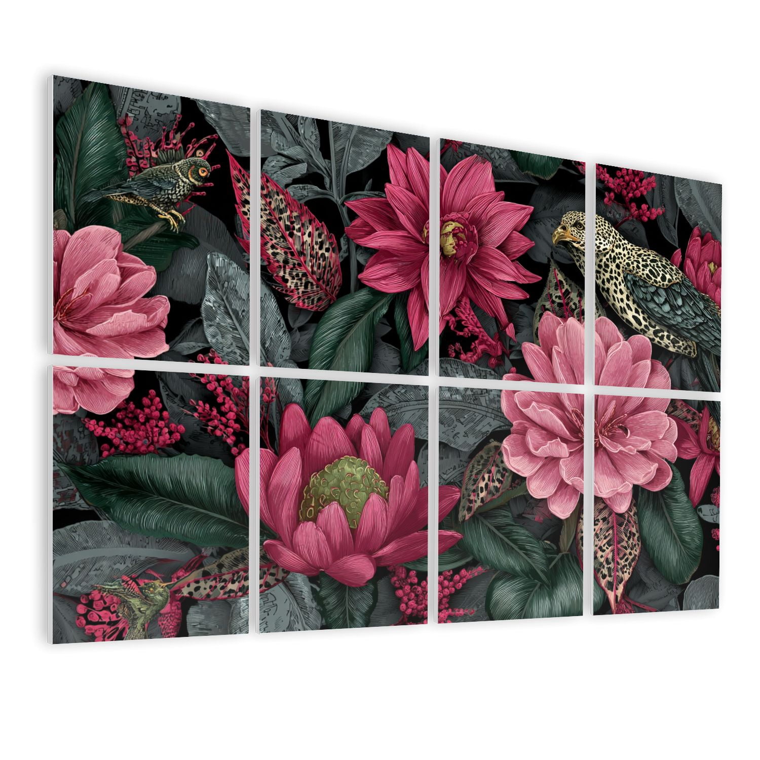 8 Pack Art Acoustic Panels Sound Absorbing Tropical Jungle Vibrant Sunlight Decorative Soundproof Wall Panels Self Adhesive for Nursery Game Room Bedroom 48"x32"