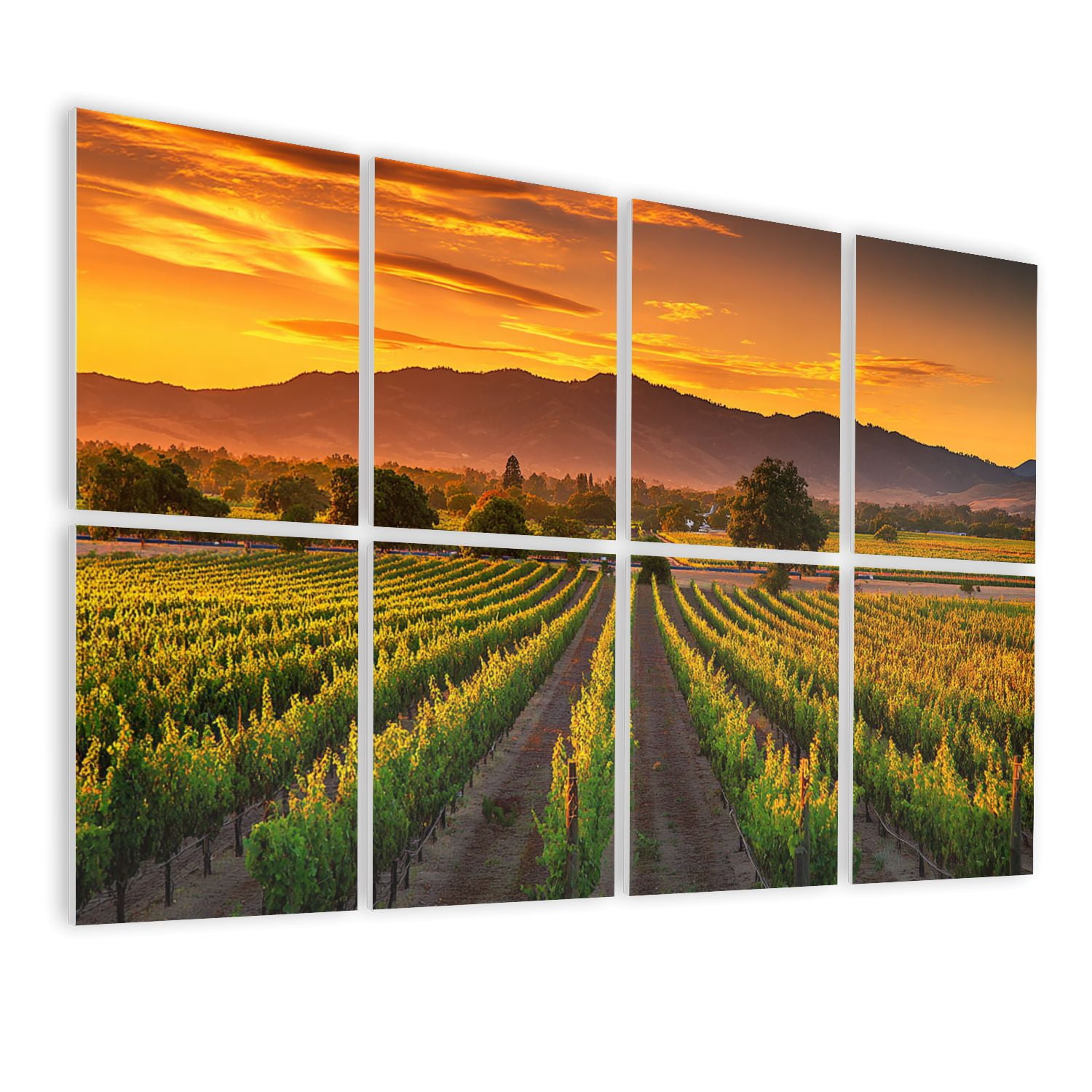 8 Pack Art Acoustic Panels Sound Absorbing Valley California Field Harvest for Winery Decorative Soundproof Wall Panels Self Adhesive for Nursery Game Room Bedroom 48"x32"