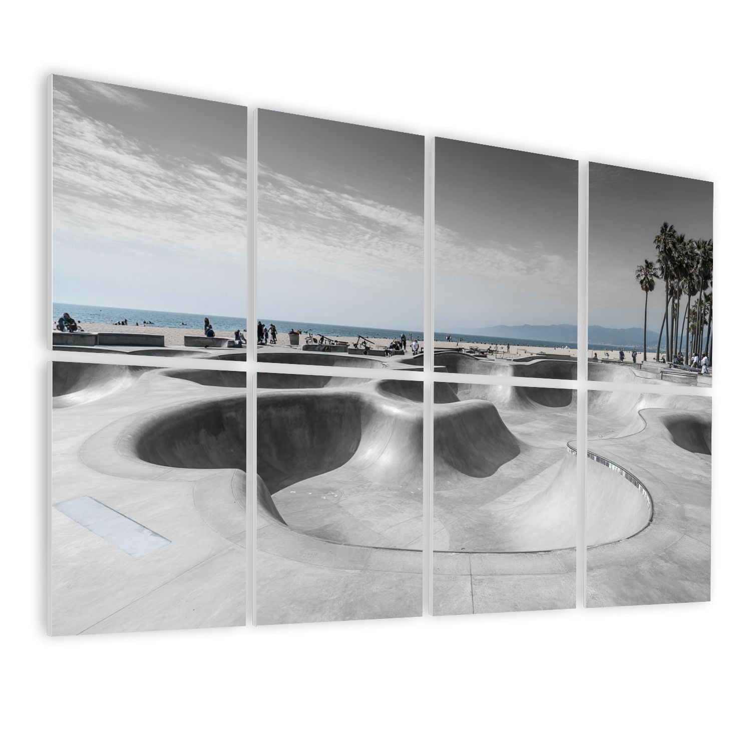 8 Pack Art Acoustic Panels Sound Absorbing Venice Beach Skate Park White Decorative Soundproof Wall Panels Self Adhesive for Nursery Game Room Bedroom 48"x32"