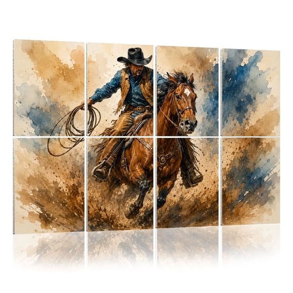 8 Pack Art Acoustic Panels Sound Absorbing Vintage Boho Ranch Southwestern Farmhouse Cowboy Horse Decorative Soundproof Wall Panels Self Adhesive for Nursery Game Room Bedroom 48"x32"